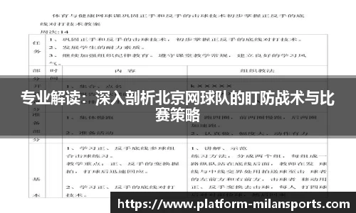专业解读：深入剖析北京网球队的盯防战术与比赛策略